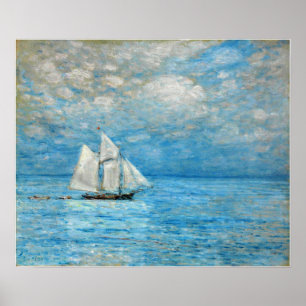 Poster Hassam - Voile Sur Mer Calme 1900