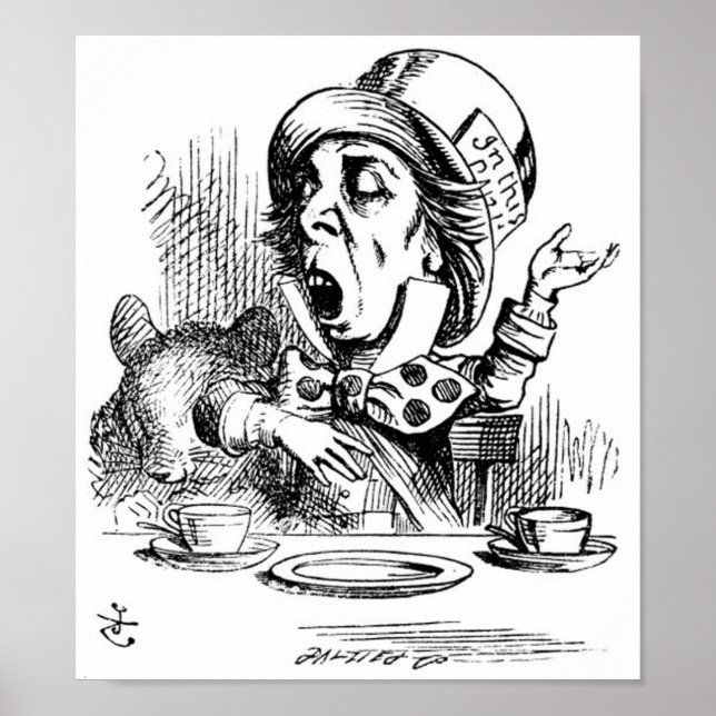 Poster Hatter fou avec Dormouse (Devant)