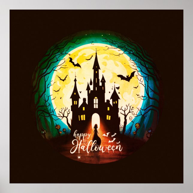 Poster Hauné Château Happy Halloween Déplaisant (Devant)