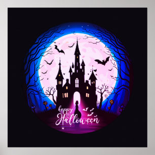 Poster Hauné Château Happy Halloween Déplaisant
