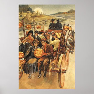 Poster Hauné Hayride Jack O'Lantern Citrouille Moon