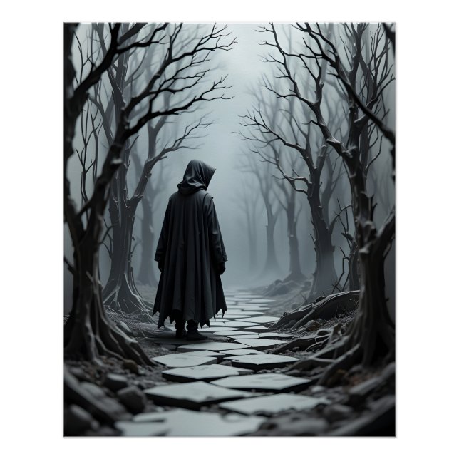 Poster Hauning Forest Papercraft Scène (Devant)