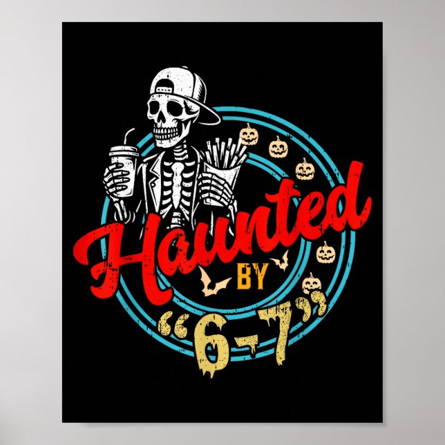 Poster Haunted By 67 Funny Skeleton And Pumpkin Halloween (Devant)