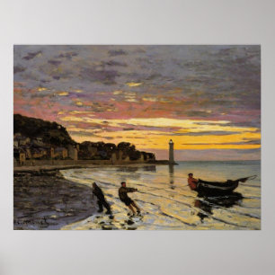 Poster Hausser un bateau à terre, Honfleur
