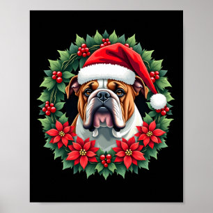 Poster Haut de tank drôle de Noël Bouledogue Anglais