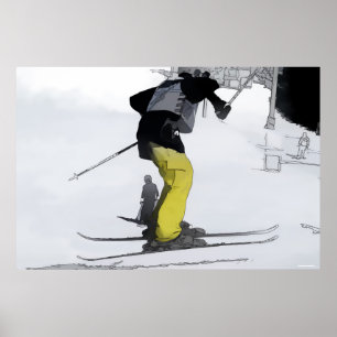 Poster Haut Naturel - Atterrissage de sauts de ski