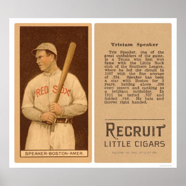 Poster Haut-parleur Tristam Red Sox Baseball 1912 (Devant)