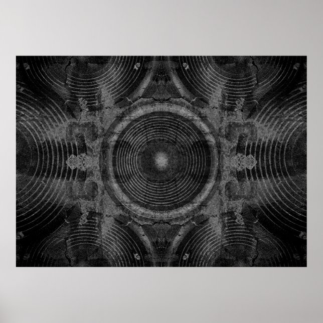 Poster Haut-parleurs musicaux sur un mur fissuré (Devant)