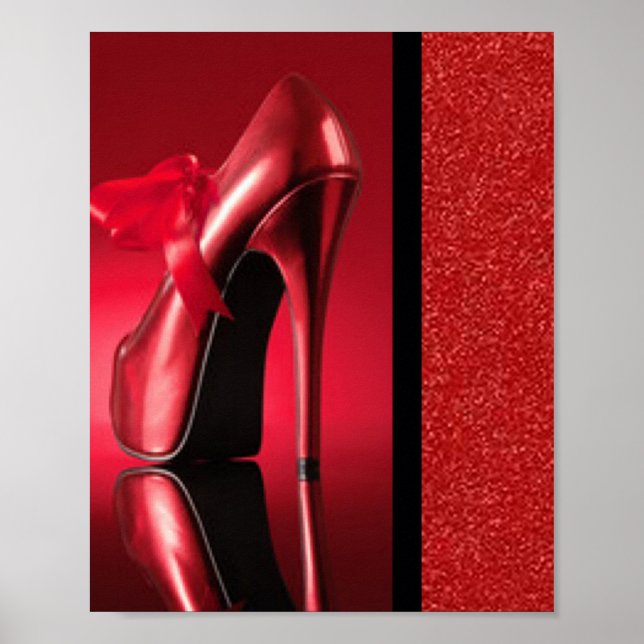 Poster Haut talon rouge avec fond (Devant)
