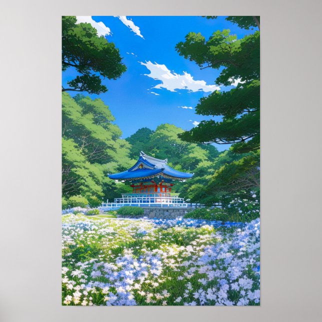 Poster Hauteur de fleurs blanches (Devant)