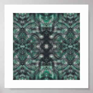 Poster Hauteurs Art Abstrait Aquarelle Vert Foncé