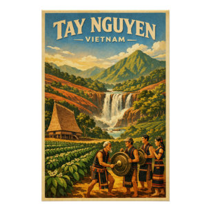 Poster Hauts Plateaux (Tay Nguyen), Vietnam, voyage