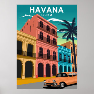 Poster Havana Cuba Île Vintage Minimal Retro City