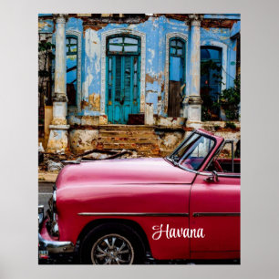 Poster Havana Cuba Voiture rouge Vintage