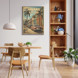 Poster Havana Voyage Rétro | Voiture Rétro Cubaine Coloré