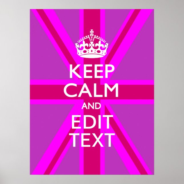 Poster Have Your Keep Calm Text on Pink Union Jack (Devant)