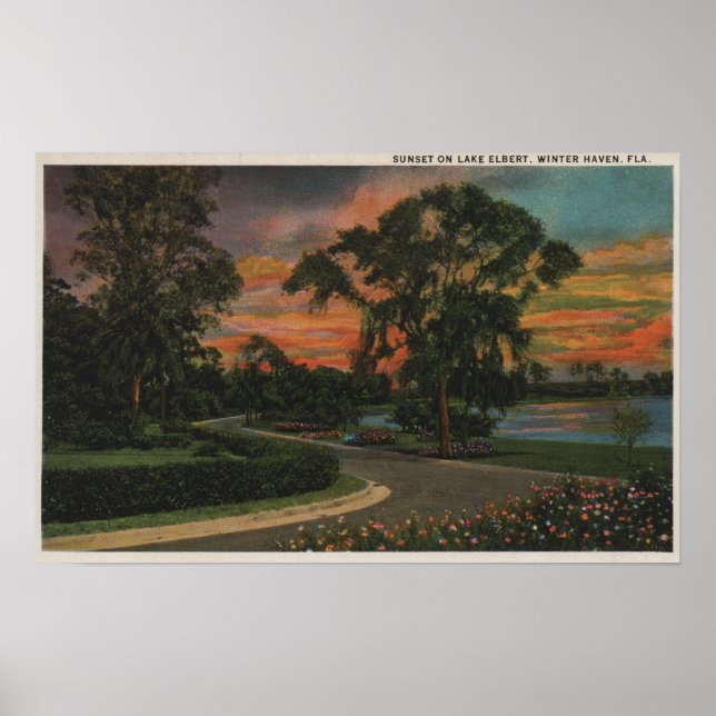 Poster Haven d'hiver, Floride - Vue coucher de soleil sur (Devant)