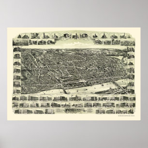 Poster Haverhill, MA Carte panoramique - 1893