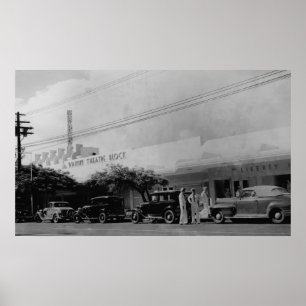 Poster Hawaï - vue du bloc de théâtre de Waikiki