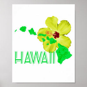 Poster Hawaii Îles Jaune Hibiscus Fleur
