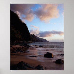 Poster Hawaii, Kauai, Vue de la côte de Na Pali de Ke'e