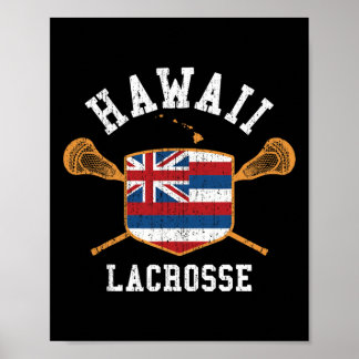 Poster Hawaii Lacrosse Vintage Aloha State Flag Lax Tee