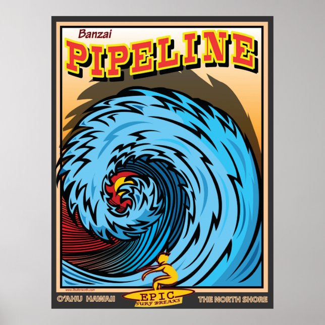 POSTER HAWAII NORTH SHORE SURF (Devant)