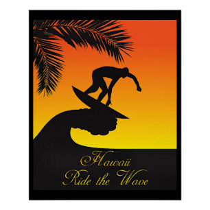 Poster Hawaii, parcourez la vague,