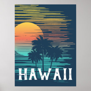 Poster Hawaii Sunset Sunrise Graphic Topic Forêt tropical
