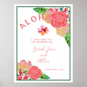 Poster Hawaiian Aloha Mariage Bienvenue 2