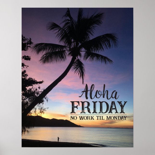 Poster Hawaiian Beach Bar Aloha Friday Tropical Sunset (Devant)