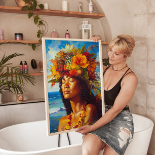 Poster Hawaiian Island Goddess Tropical Art Imprimer