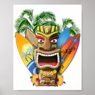 Poster Hawaiian Tiki Surf
