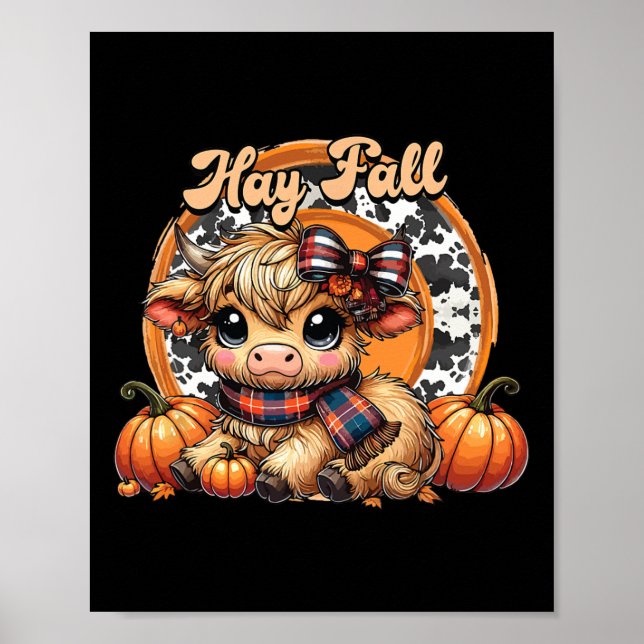 Poster Hay There Pumkin Highland Cow Automne Automne Than (Devant)