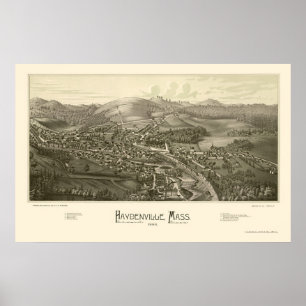 Poster Haydenville, carte panoramique de mA - 1886