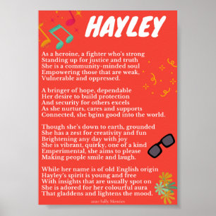 Poster "Hayley" Nom Poème