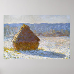 Poster Haystack dans le matin, effet neige-Claude Monet
