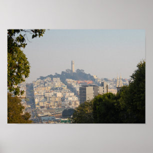 Poster Hazy Coit Tower, San Francisco, Californie