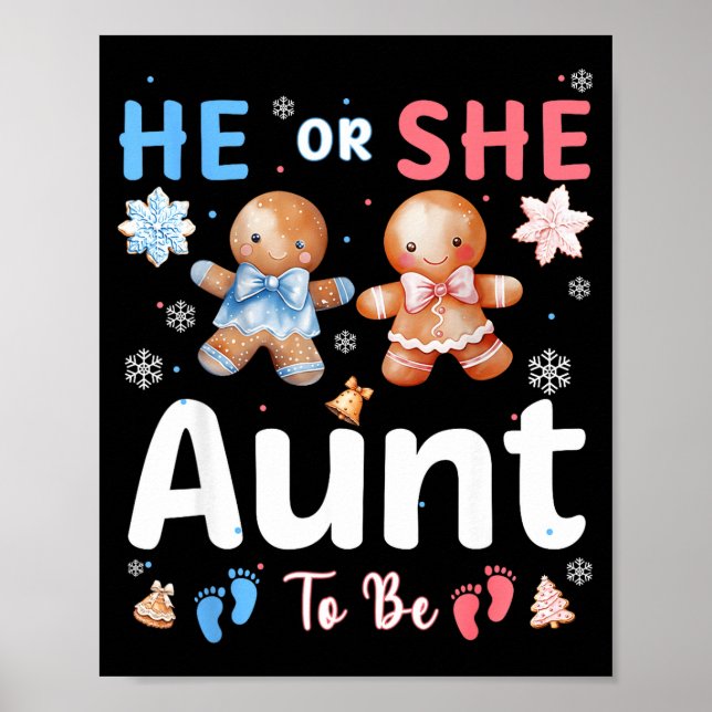 Poster He Or She Aunt To Be Christmas Gingerbread Gender  (Devant)