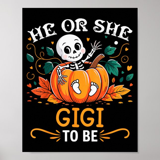 Poster He Or She Gigi To Be Halloween Skeleton Baby Revea (Devant)