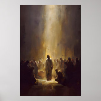 Poster He Who Is Without Sin Jesus Forgiveness Watercolor