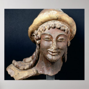 Poster Head of Hermes wearing a pilos