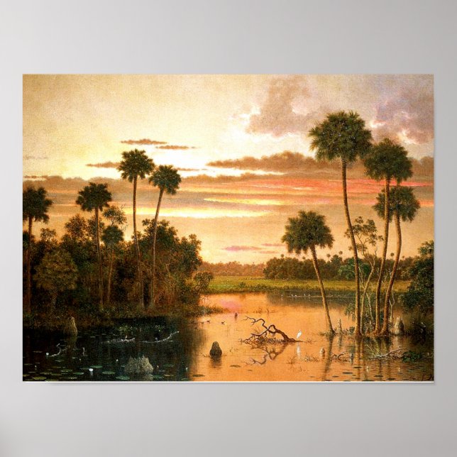 Poster Heade - Grand coucher de soleil de Floride, peintu (Devant)