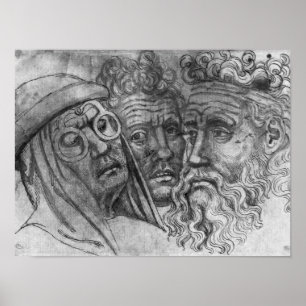 Poster Heads of three men, from the The Vallardi Album