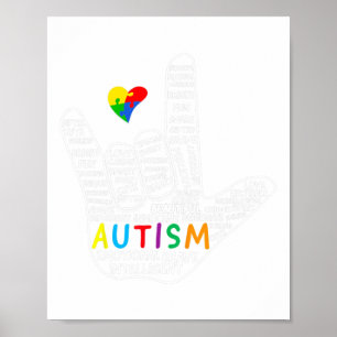 Poster Heart Asl Love Signer Langue Sensibilisation sur l