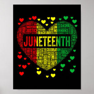 Poster Heart Black History Afro American African Freedom