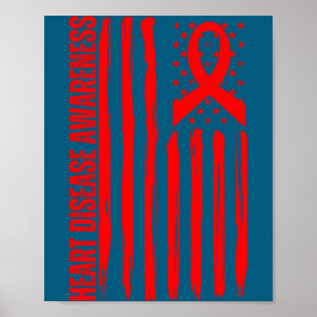 Poster Heart Disease Awareness American Flag Chd Congenit (Devant)