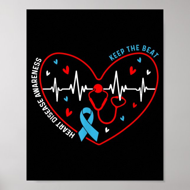 Poster Heart Disease Awareness Heartbeat Survivor Warrior (Devant)