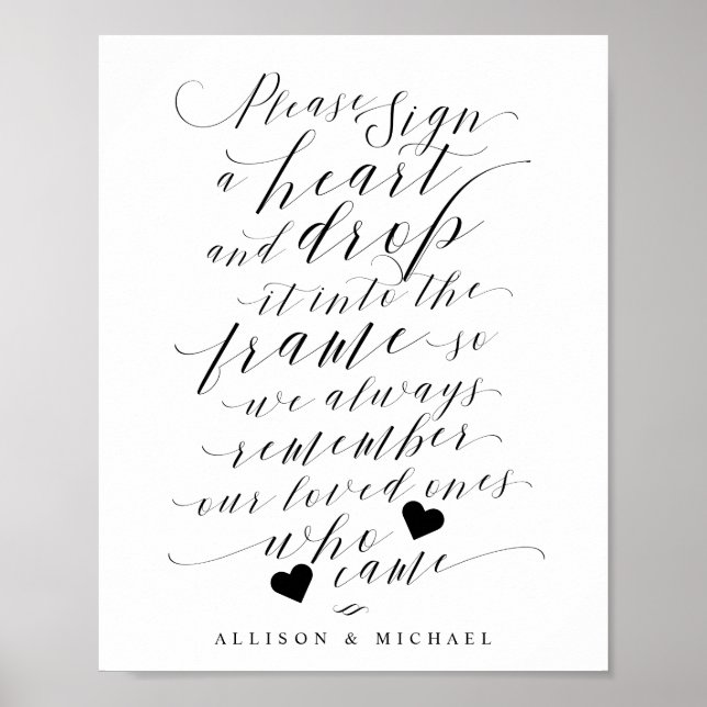 Poster Heart Drame in Frame Guest Book Mariage Sign (Devant)