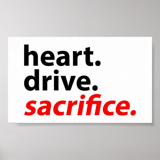Poster Heart Drive Sacrifice Fitness Motivation Slogan (Devant)